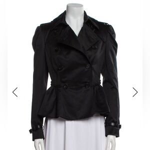 Burberry Prorsum Black Peplum Short Trench Coat